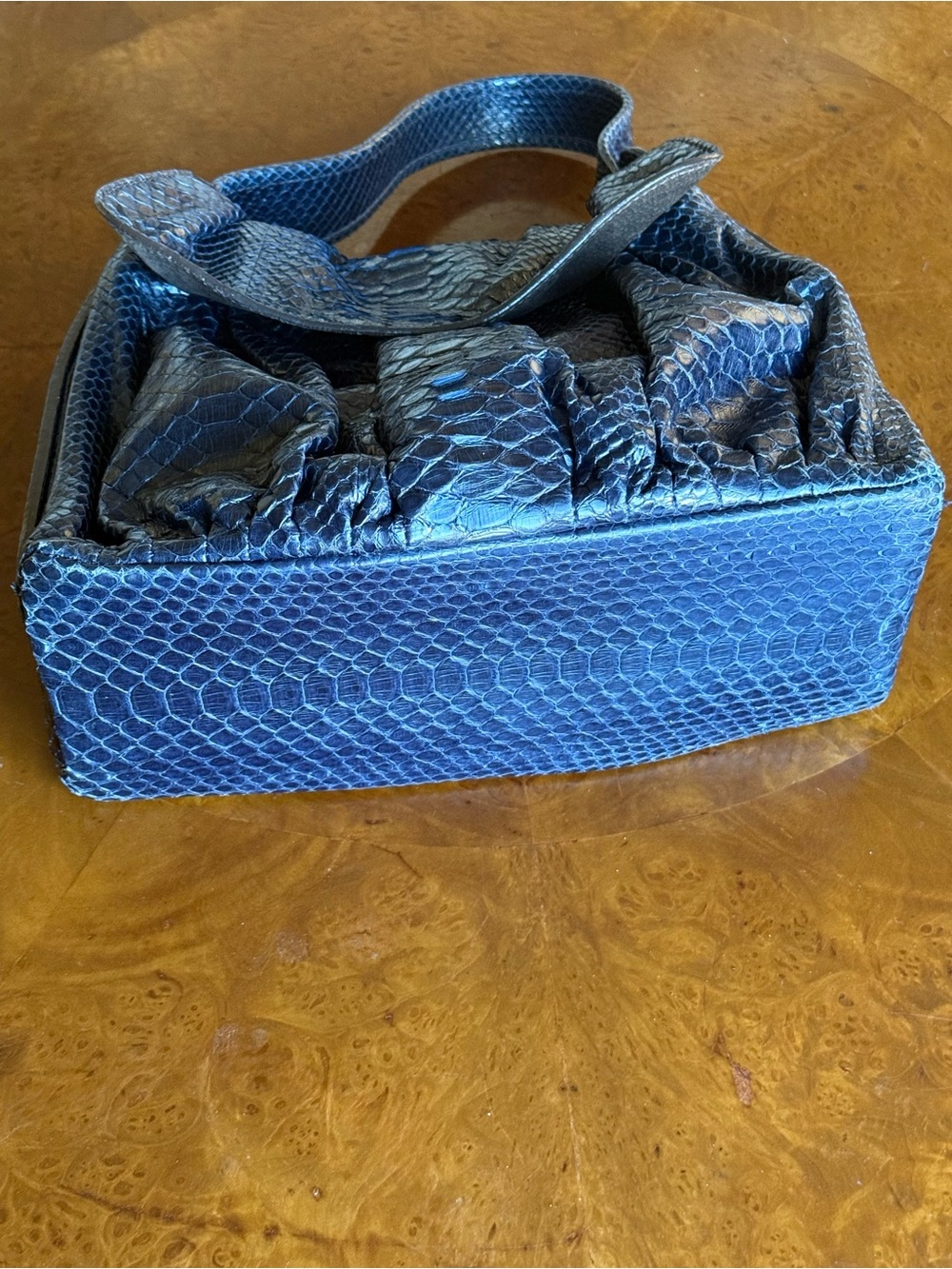 ZAGLIANI Midnight Blue Python Snakeskin Hand/Shoulder Bag - Picture 7 of 13